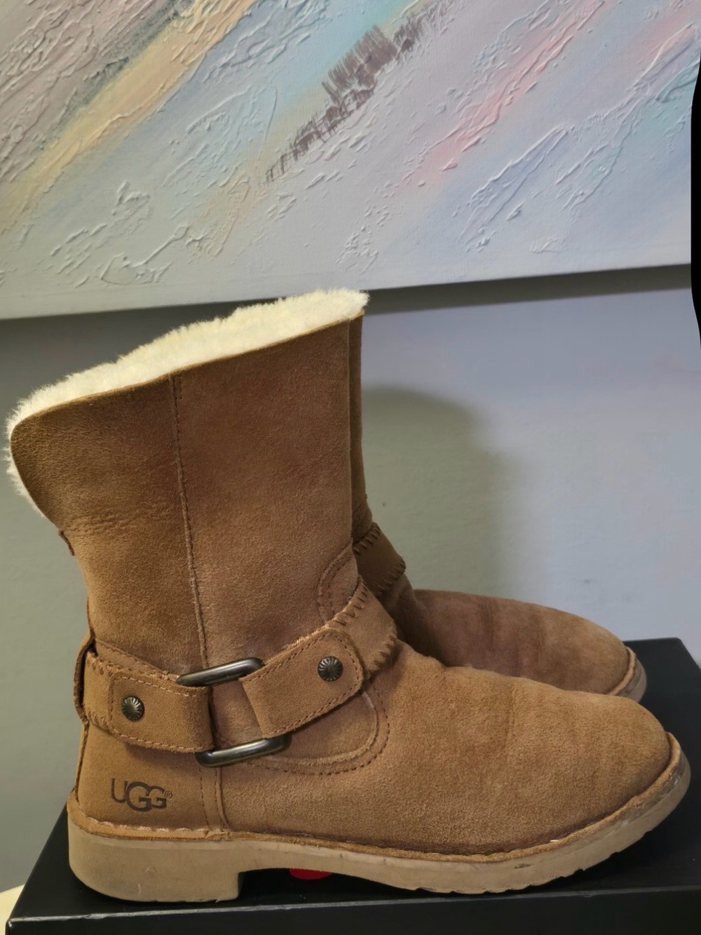 UGG Chestnut Suede Shearling Short Booties